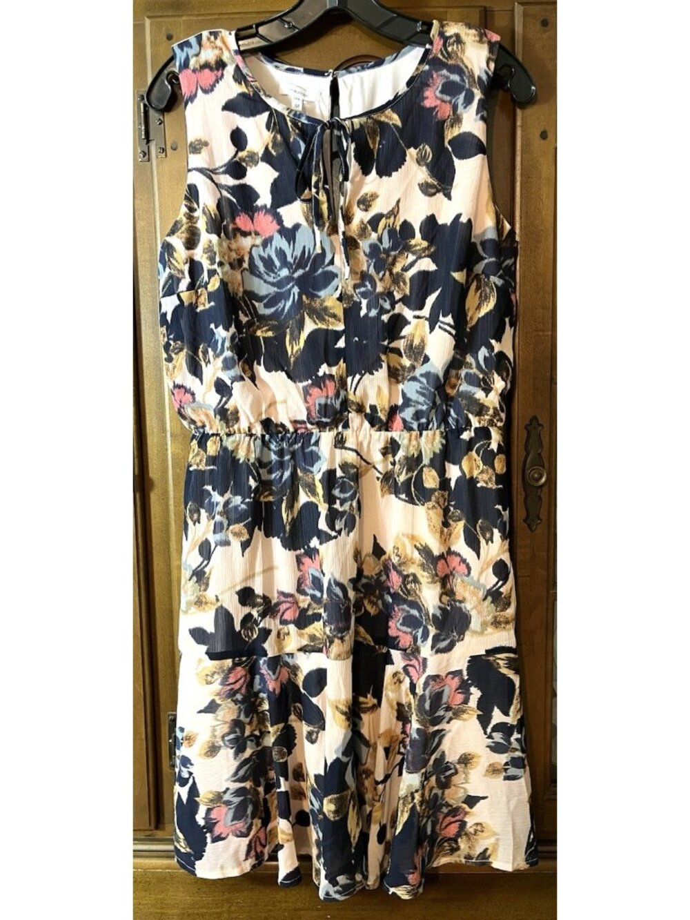 NWT Maurices Midi Dress Sleeveless Blouson Pink Floral Sz MED Preppy Romantic